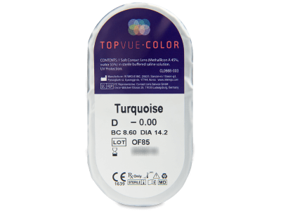 TopVue Color - Turquoise - plano (2 lenses) - Blister pack preview