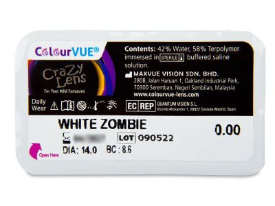 ColourVUE Crazy Lens - White Zombie - daily plano (2 lenses) - Blister pack preview