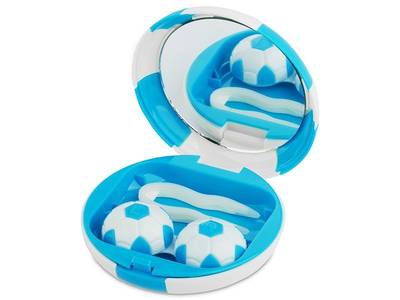 Lens Case with mirror Football - blue