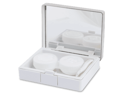 Lens Case with mirror Elegant - silver