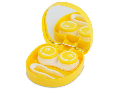 Lens Case with mirror Smile - yellow 