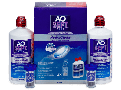 AO SEPT PLUS HydraGlyde Solution 2 x 360 ml - Economy duo pack - solution