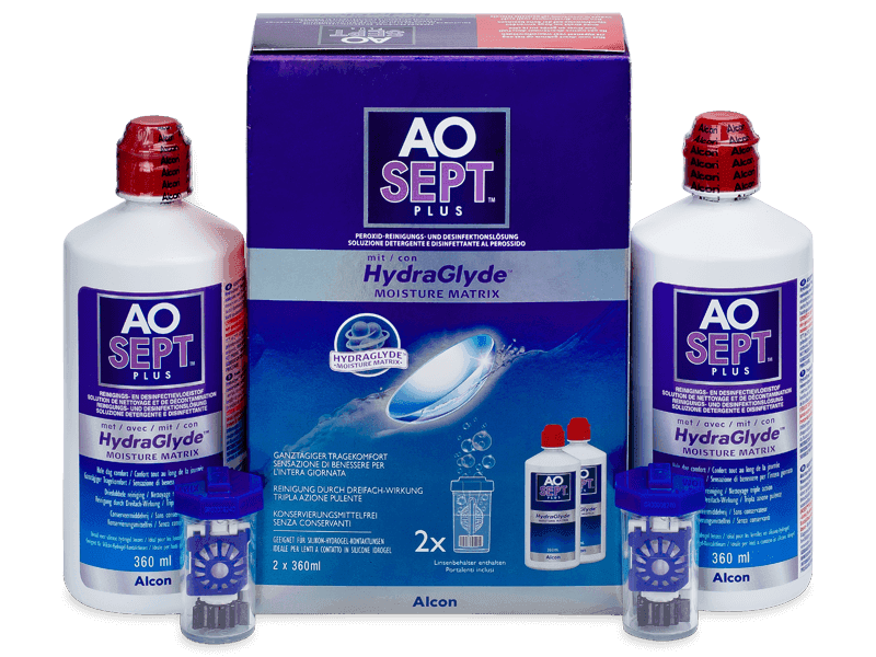 AO SEPT PLUS HydraGlyde Solution 2x 360 ml - Economy duo pack - solution