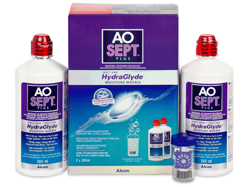 AO SEPT PLUS HydraGlyde Solution 2 x 360 ml - Economy duo pack - solution