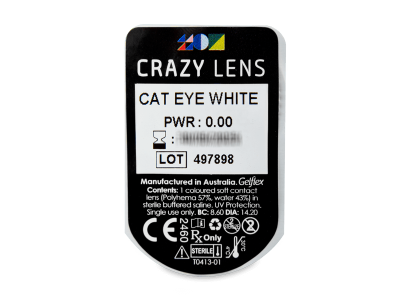 CRAZY LENS - Cat Eye White - daily plano (2 lenses) - Blister pack preview