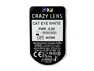 CRAZY LENS - Cat Eye White - daily plano (2 lenses) - Blister pack preview