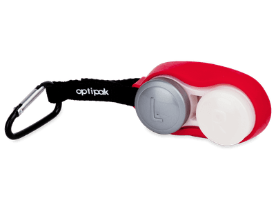 Lens case with carbiner - red