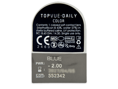 TopVue Daily Color - Blue - daily power (2 lenses) - Blister pack preview