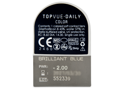 TopVue Daily Color - Brilliant Blue - daily power (2 lenses) - Blister pack preview