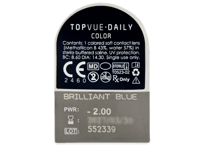 TopVue Daily Color - Brilliant Blue - daily power (2 lenses) - Blister pack preview