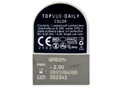 TopVue Daily Color - Green - daily power (2 lenses) - Blister pack preview