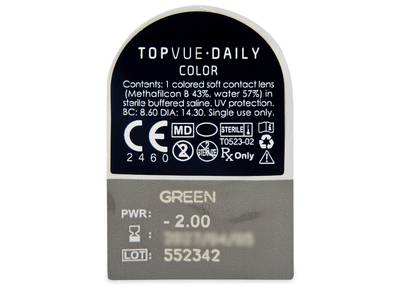 TopVue Daily Color - Green - daily power (2 lenses) - Blister pack preview