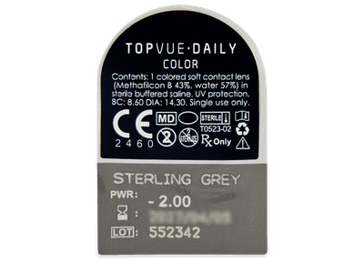 TopVue Daily Color - Sterling Grey - daily power (2 lenses) - Blister pack preview