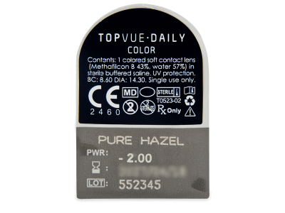 TopVue Daily Color - Pure Hazel - daily power (2 lenses) - Blister pack preview