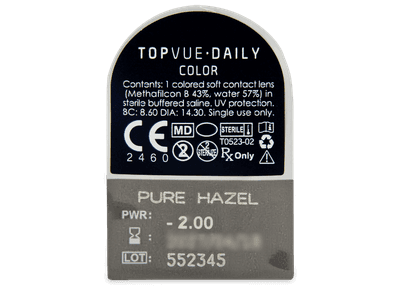 TopVue Daily Color - Pure Hazel - daily power (2 lenses) - Blister pack preview