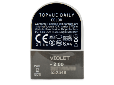 TopVue Daily Color - Violet - daily power (2 lenses) - Blister pack preview