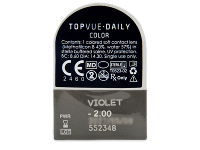 TopVue Daily Color - Violet - daily power (2 lenses) - Blister pack preview