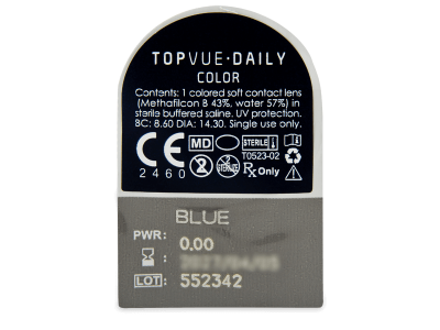 TopVue Daily Color - Blue - daily plano (2 lenses) - Blister pack preview