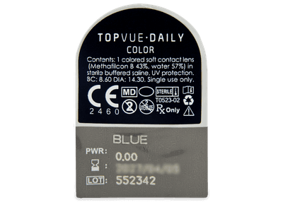 TopVue Daily Color - Blue - daily plano (2 lenses) - Blister pack preview