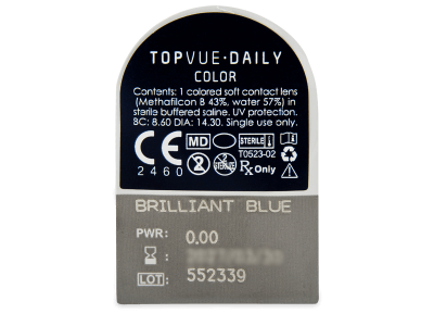 TopVue Daily Color - Brilliant Blue - daily plano (2 lenses) - Blister pack preview