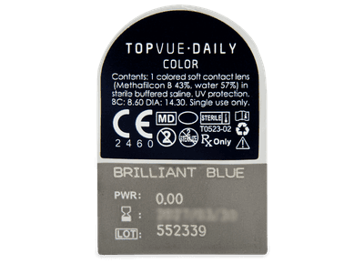 TopVue Daily Color - Brilliant Blue - daily plano (2 lenses) - Blister pack preview