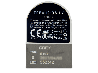 TopVue Daily Color - Grey - daily plano (2 lenses) - Blister pack preview