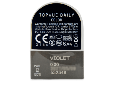 TopVue Daily Color - Violet - daily plano (2 lenses) - Blister pack preview