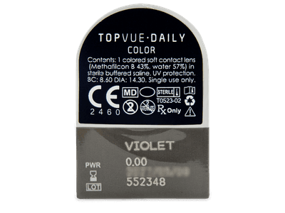 TopVue Daily Color - Violet - daily plano (2 lenses) - Blister pack preview